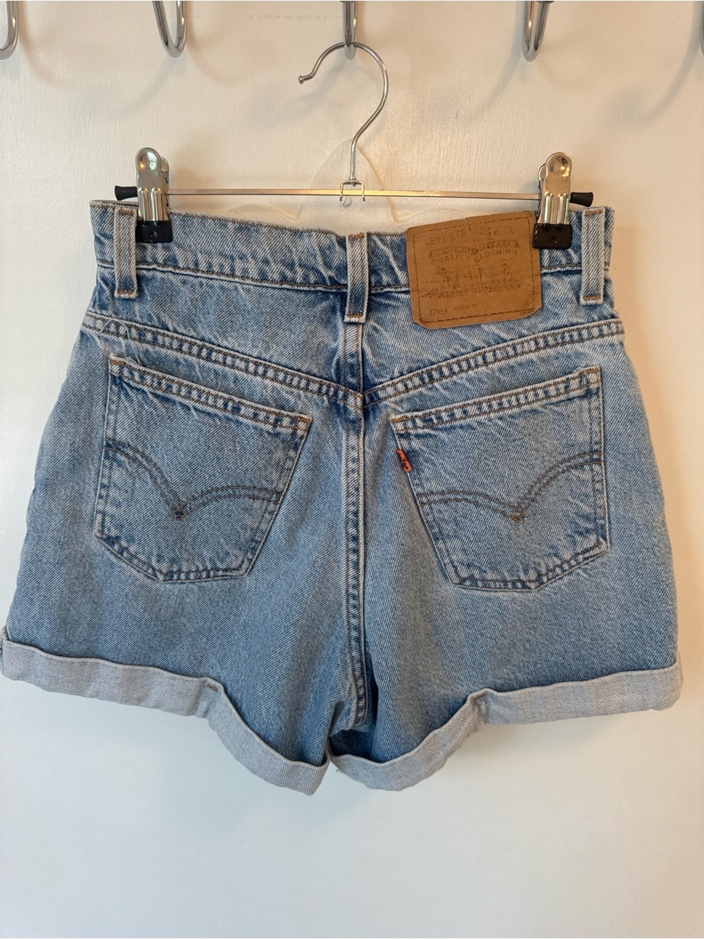 Levi's Light Wash Denim High-Rise Rolled Hem Shorts